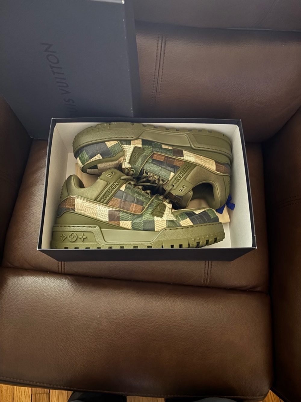 Louis Vuitton Olive Green Camo Low-Top Sneakers